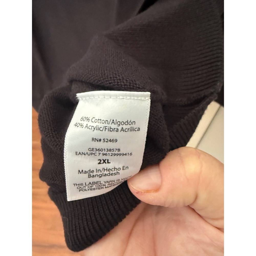 NWT GEORGE Men's black 2XL 1/4 Zip Pullover Long Sleeve Sweatshirt office party - Picture 4 of 8